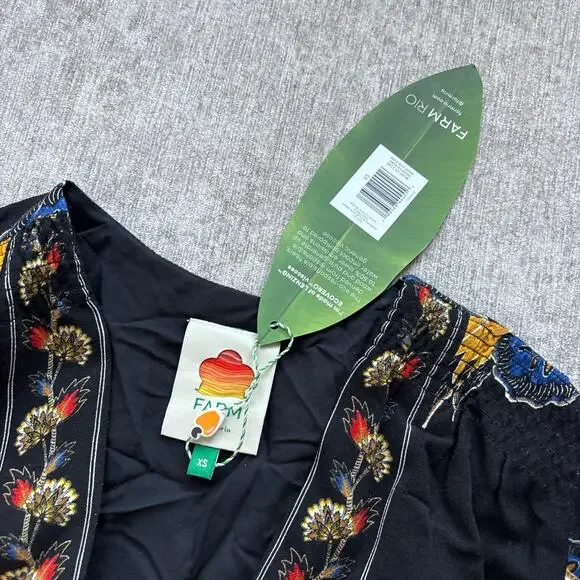 NWT $248 Farm Rio Maxi Floral-print Crepe Wrap Mini Dress - Picture 3 of 6